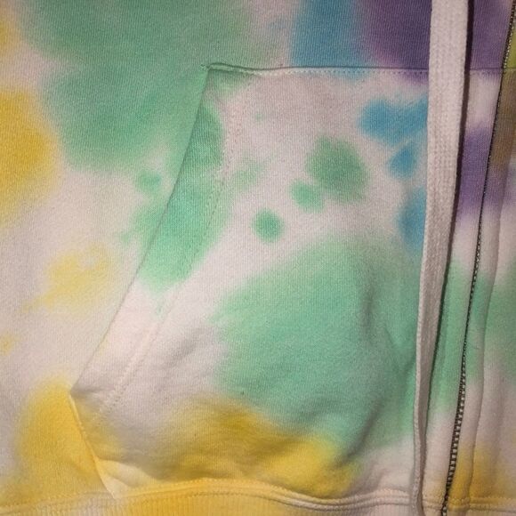 ivory ella M Crop Tie Dye Full Zip Drawstring Hoodie - Picture 7 of 12
